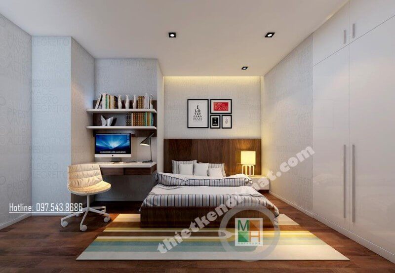 Giấy dán tường phòng ngủ được gia chủ lựa chọn tạo điểm nhấn thêm cho căn phòng thêm tinh tế và đẹp mắt hơn